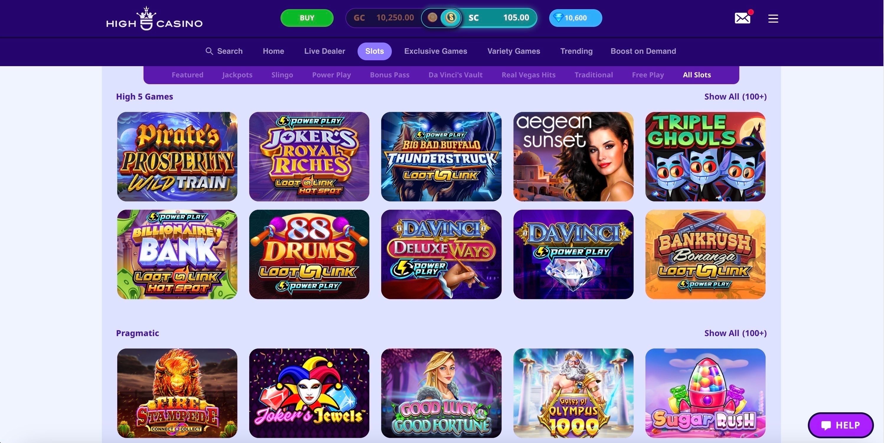 Play High 5 Casino's exclusive games