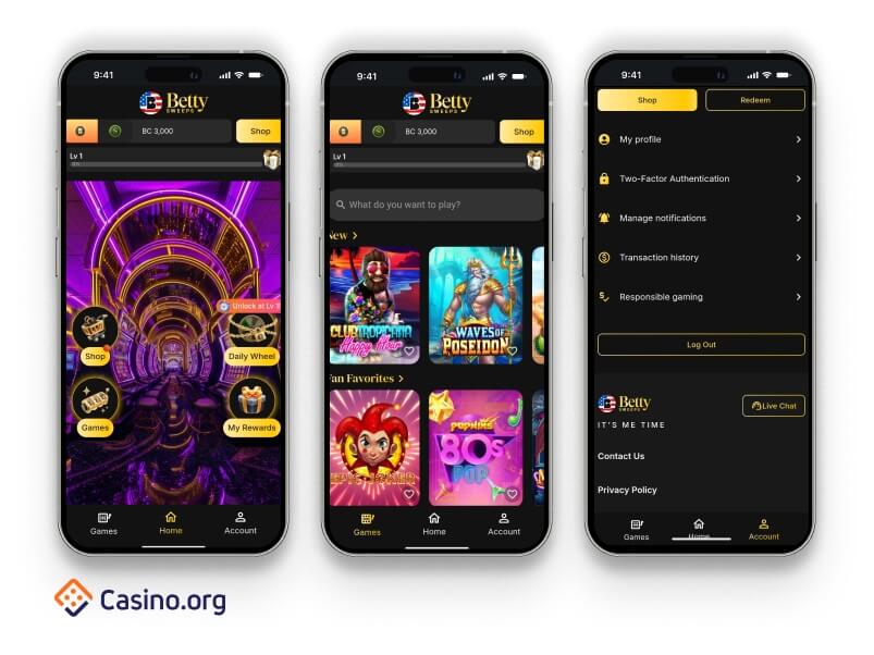 Betty Sweeps casino mobile preview