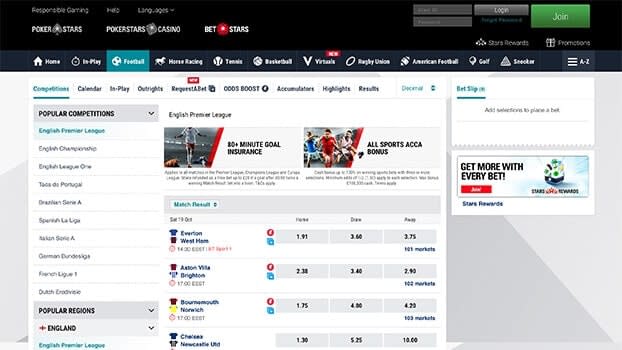 Screenshot of Betstars Footbal Thumbnail