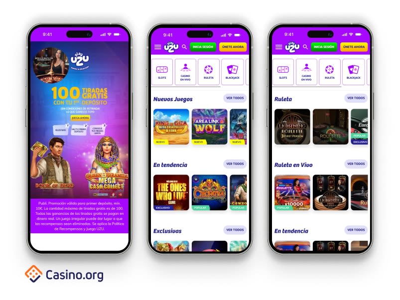 Interfaz de Playuzu Casino Online