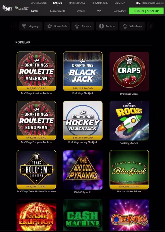 DraftKings Ontario Casino popular games.jpg