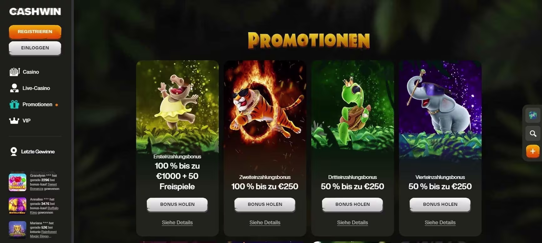 Cashwin Casino Willkommensbonus