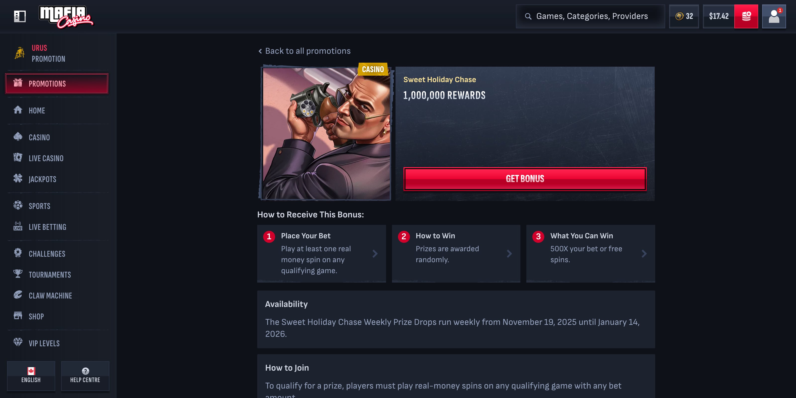 MafiaCasino bonuses