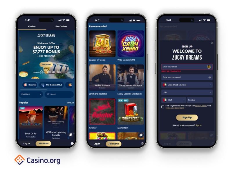 Lucky Dreams Casino UAE mobile screenshot