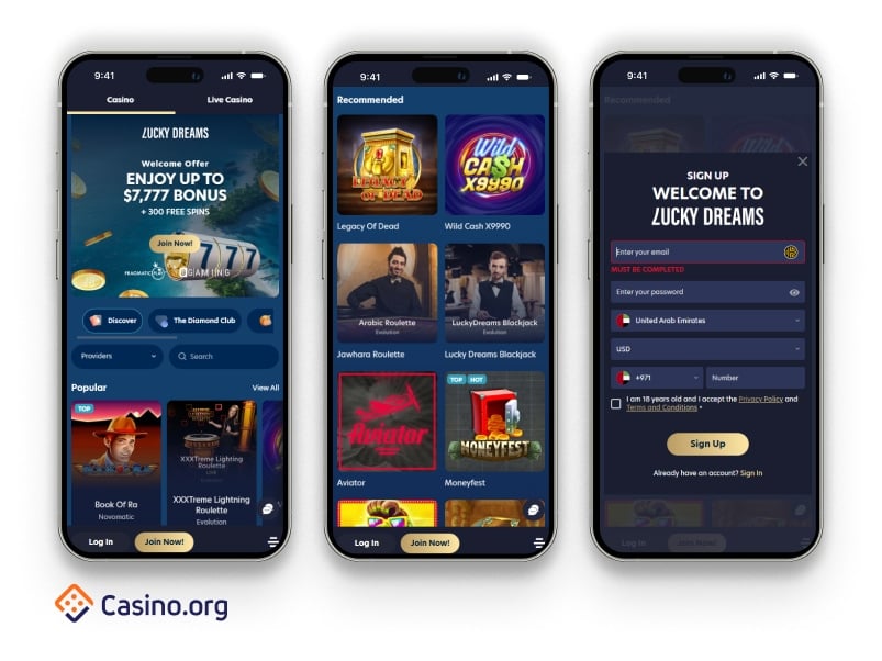 Lucky Dreams Casino UAE mobile screenshot