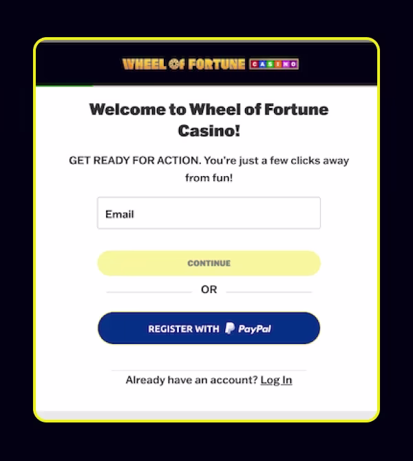 [en_US] Wheel of Fortune casino review sign-up step 2