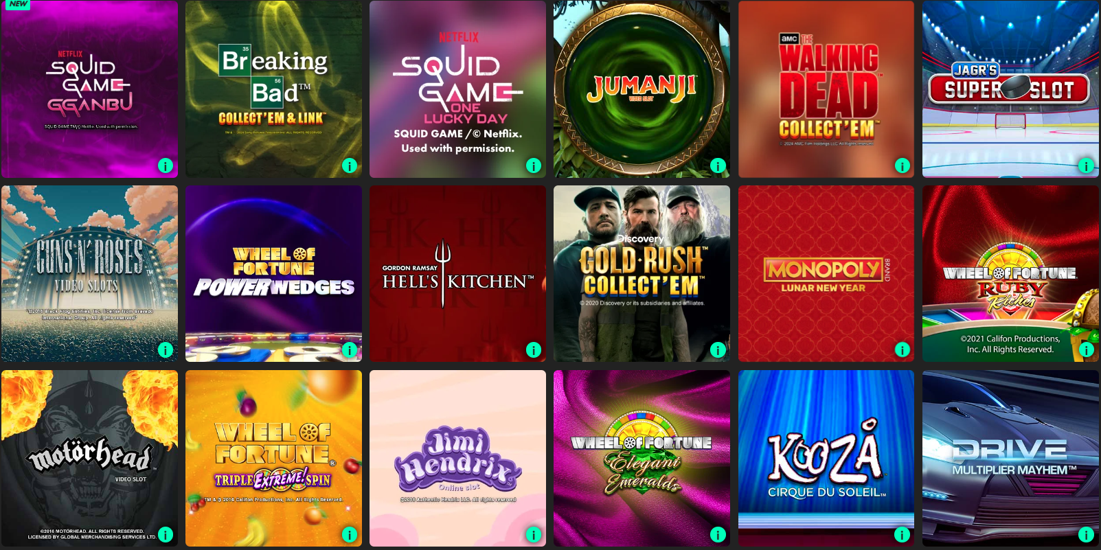 Bet 365 Rock and TV slots
