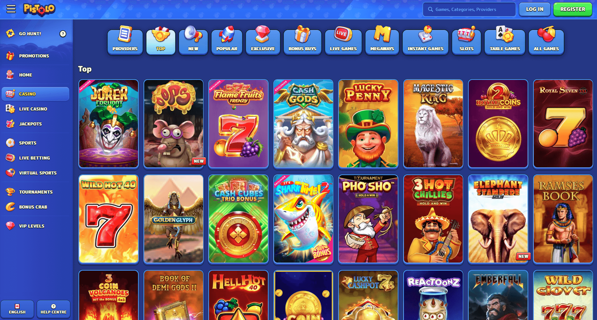 Pistolo Casino Spieleauswahl