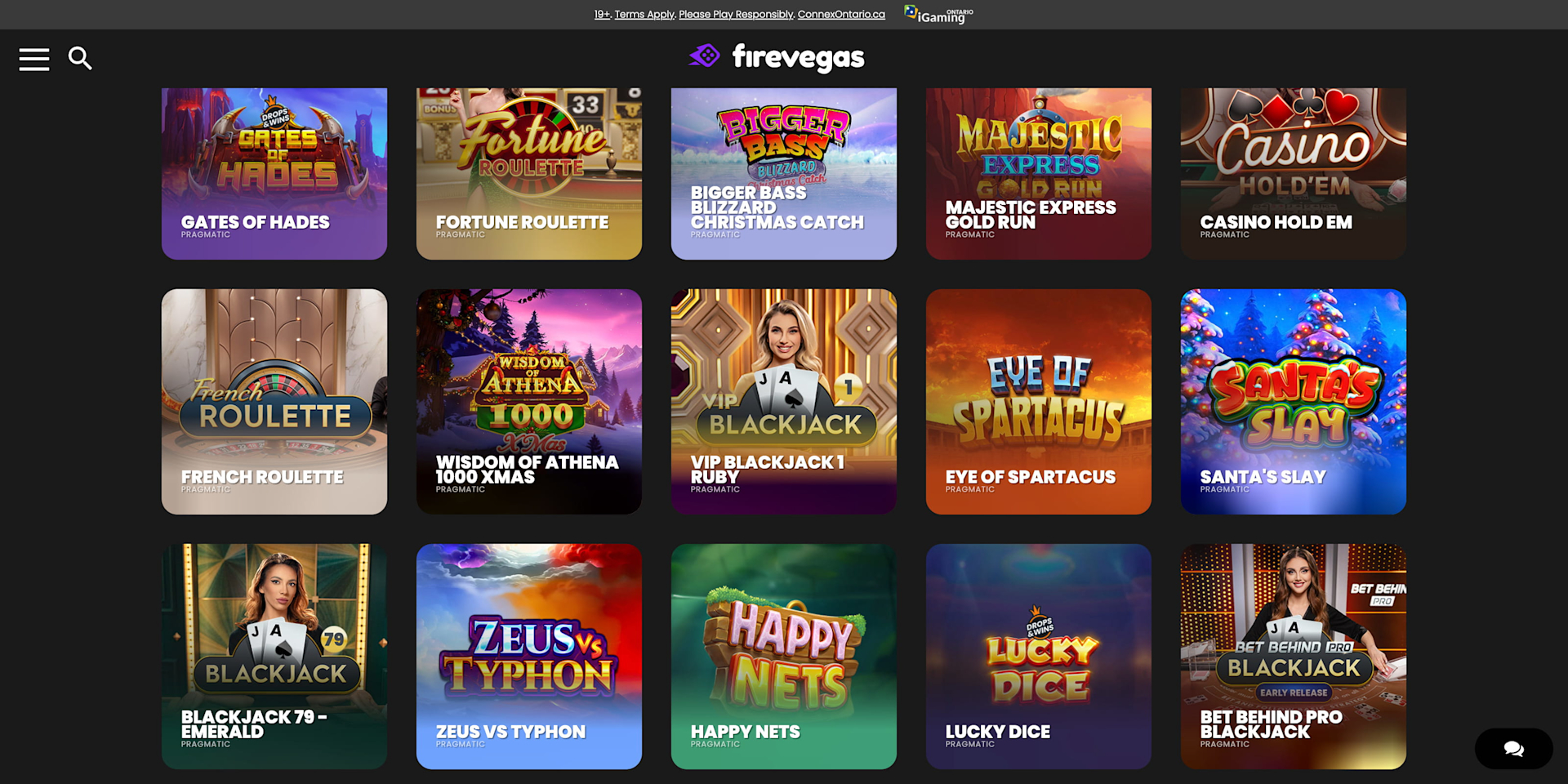 FireVegas ON Pragmatic Play games