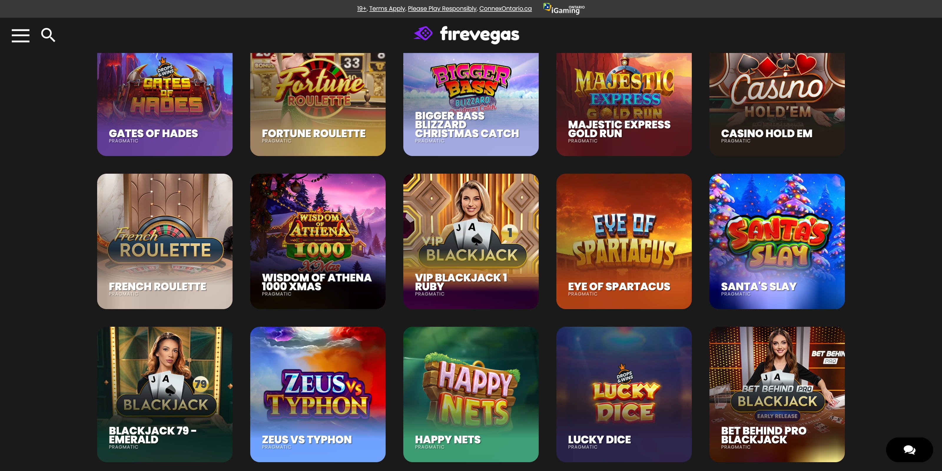 FireVegas ON Pragmatic Play games