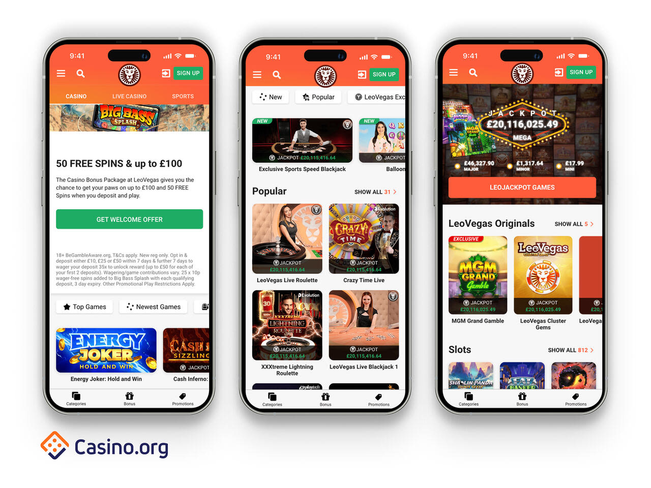 LeoVegas UK screenshots