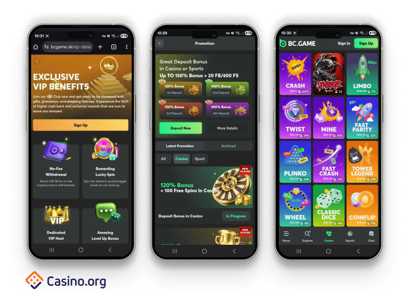 BC.Game casino mobile preview