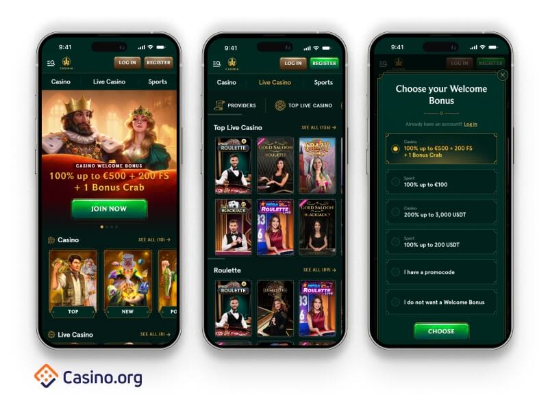 Casinia casino UAE mobile screenshot