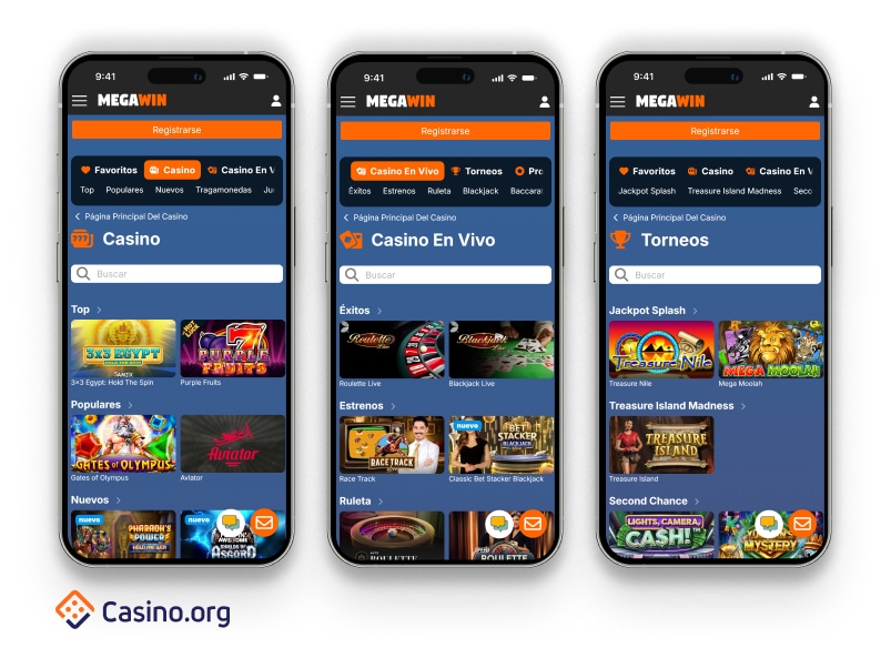 MegaWin casino en versión móvil