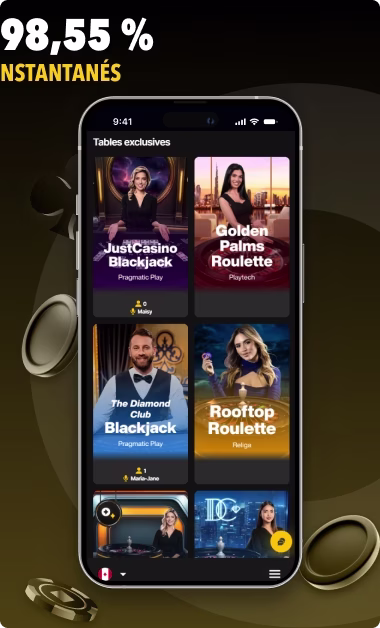 JustCasino jeux en direct capture d'écran