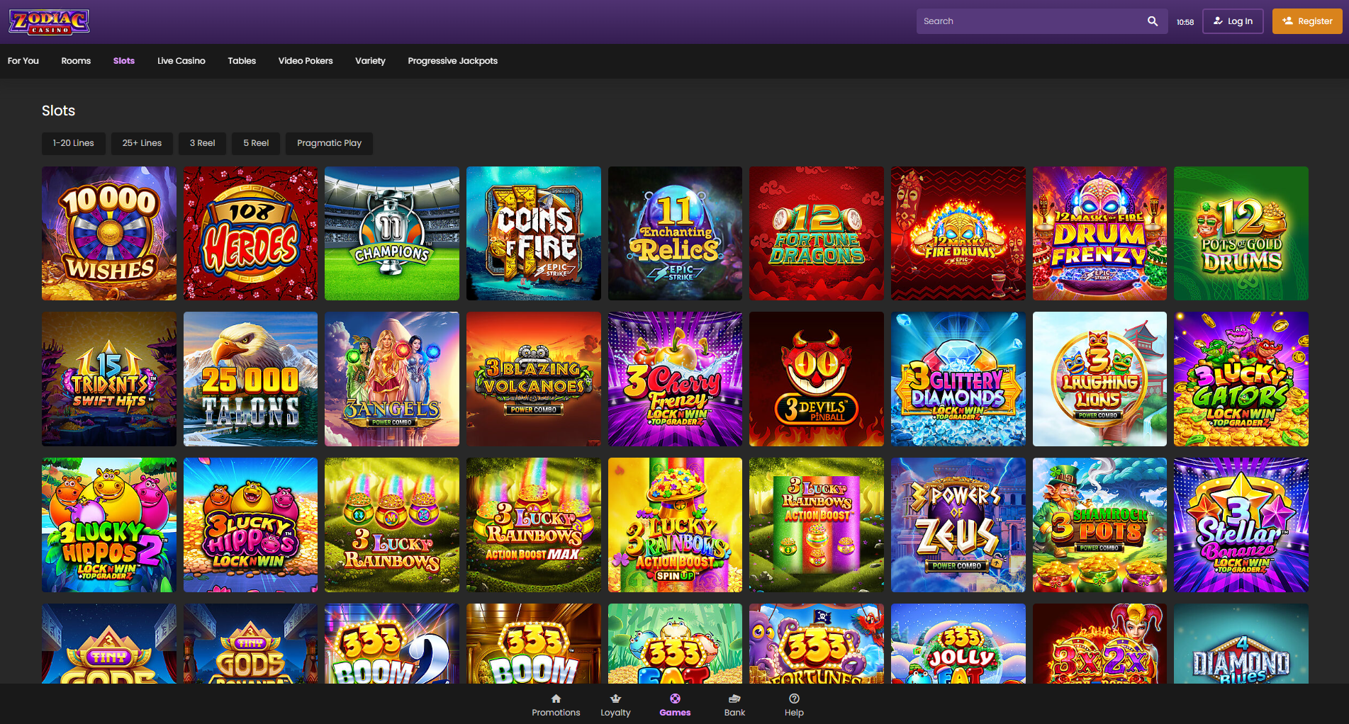 Zodiac Casino Playtest screenshot.png