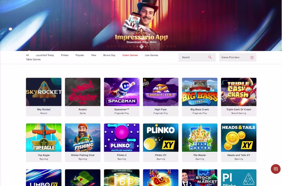 [new-zealand/reviews/impressario-casino] Impressario crash games