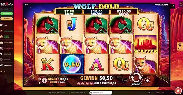 Screenshot of wolf gold playamo Thumbnail