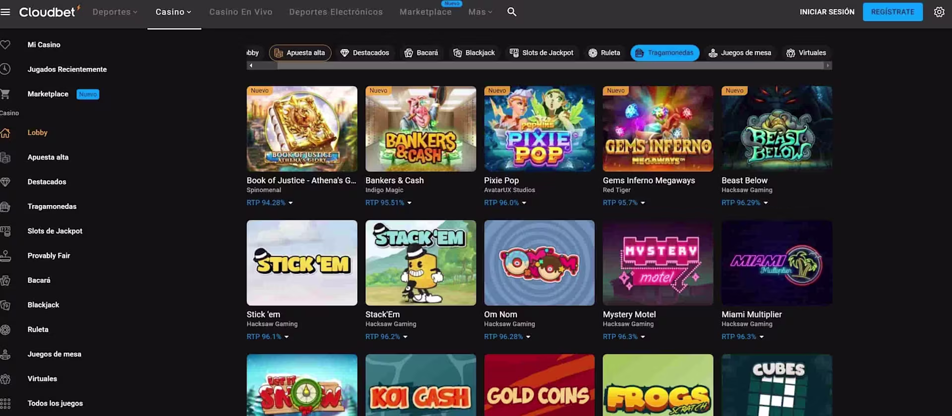 Cloudbet AR Tragamonedas