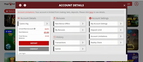 mega red account details