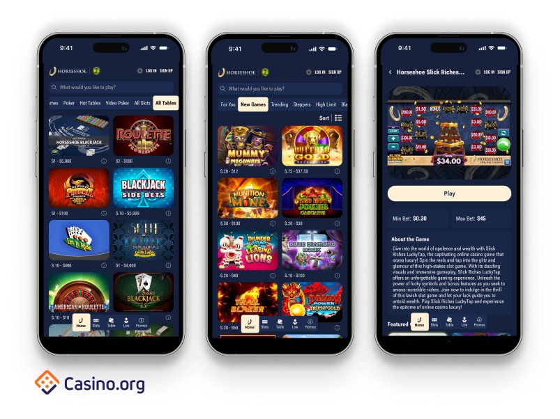 Preview of Horseshoe Online Casino App