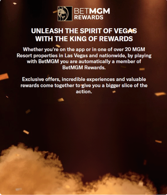 This image shows a promotional banner for BetMGM Rewards.
