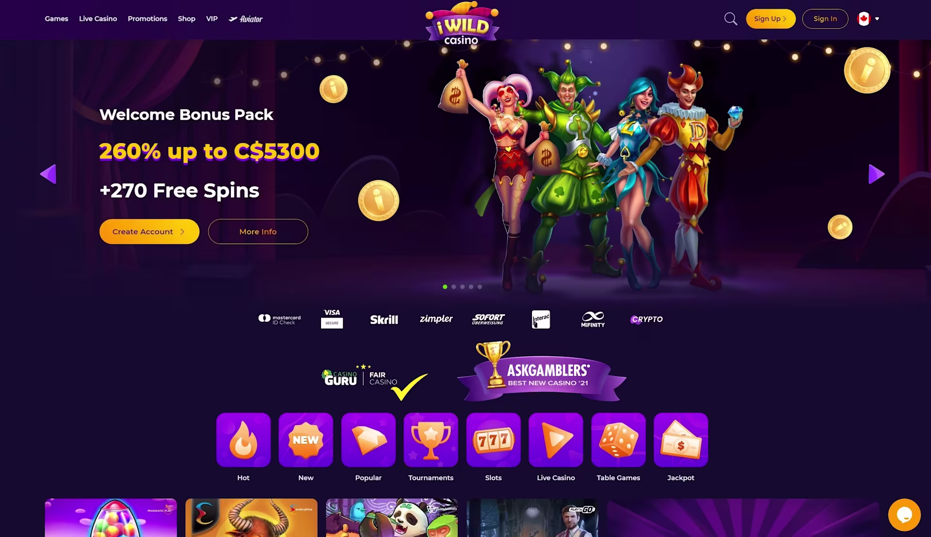 iWildCasino home