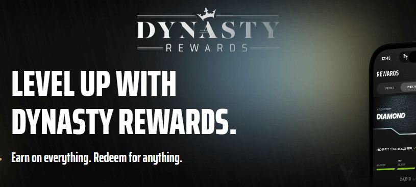 This image shows the online homepage of DraftKings Dynasty Rewards.