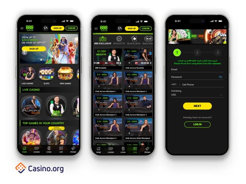 888 Casino UAE mobile screenshot