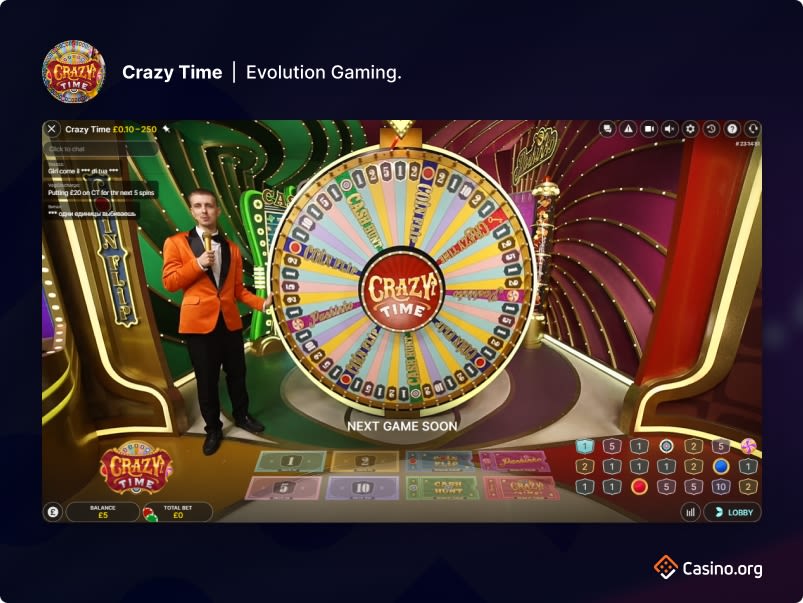 Screenshot van de Crazy Time slot interface