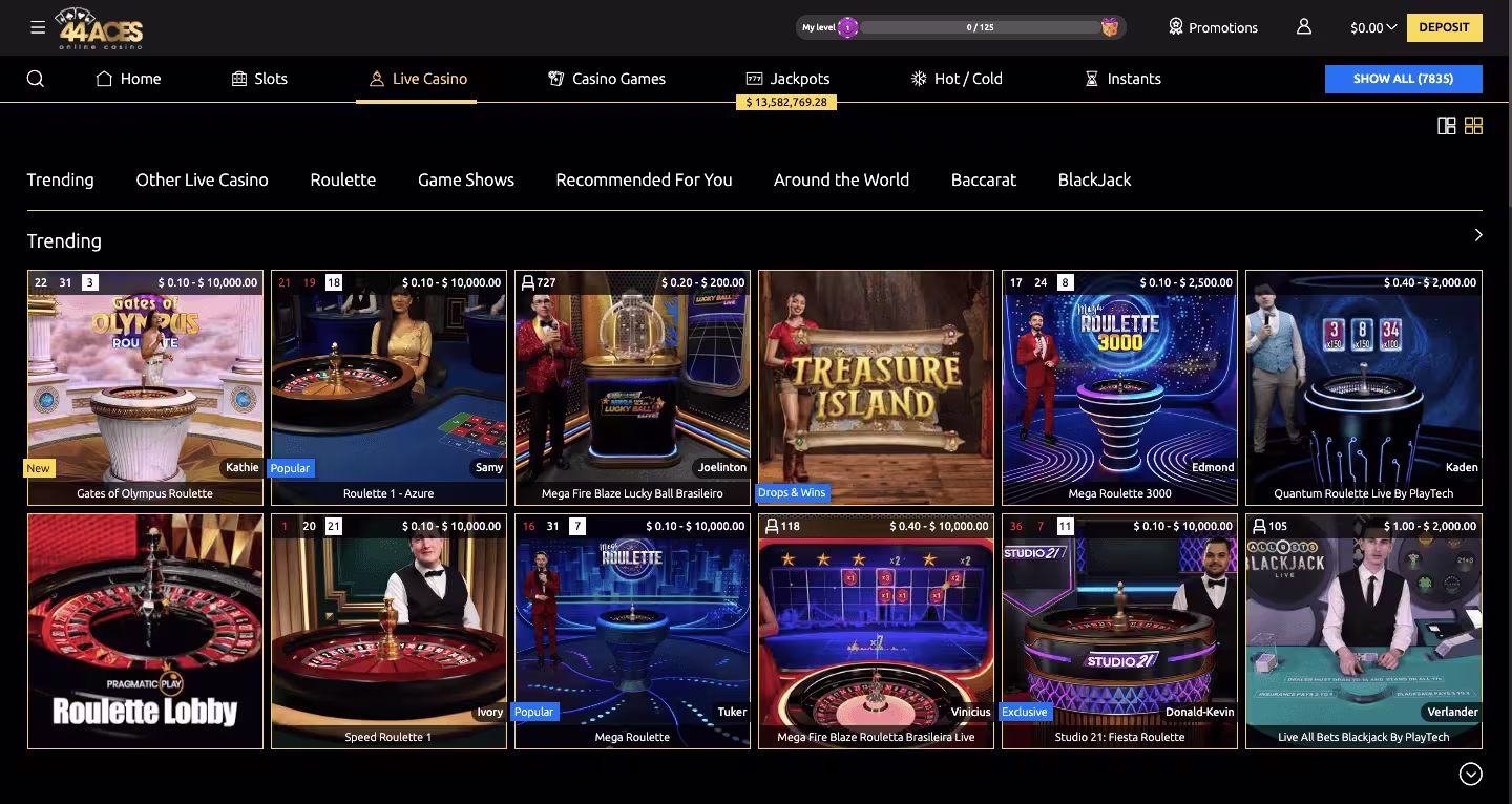 44Aces live casino