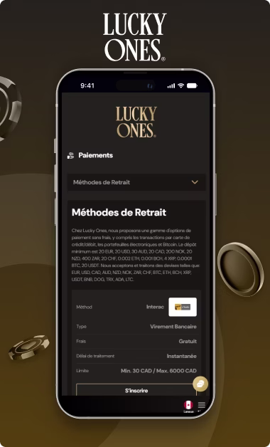 Lucky Ones modes de paiement capture d'écran