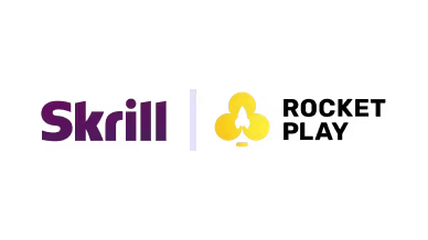 Skrill logo with Rocket Play Casino