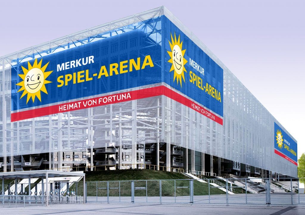 Merkur Logo am Düsseldorfer Stadion