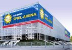 Merkur Logo am Düsseldorfer Stadion