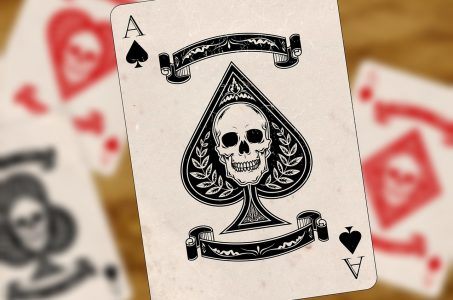 Spielkarte As Totenkopf