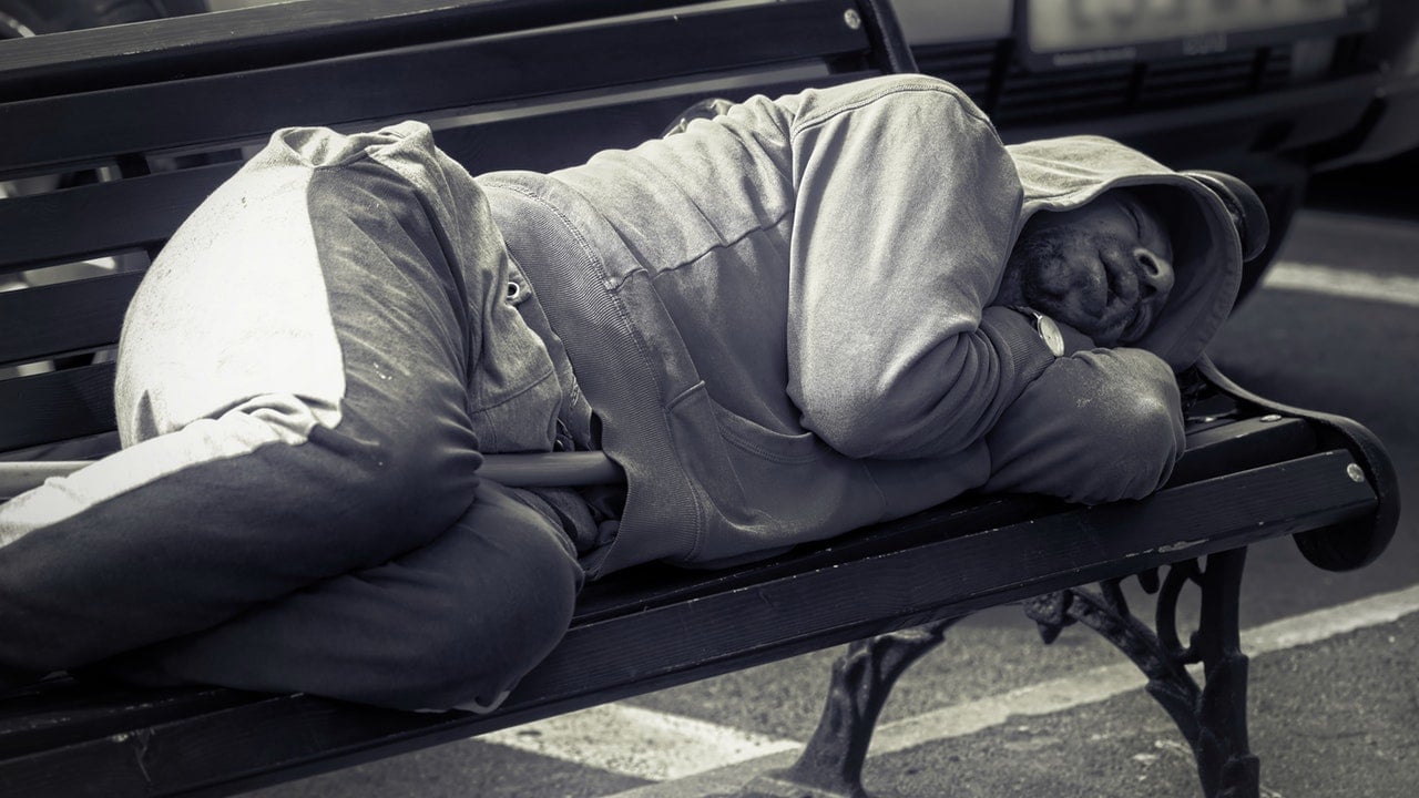 Obdachlos Parkbank