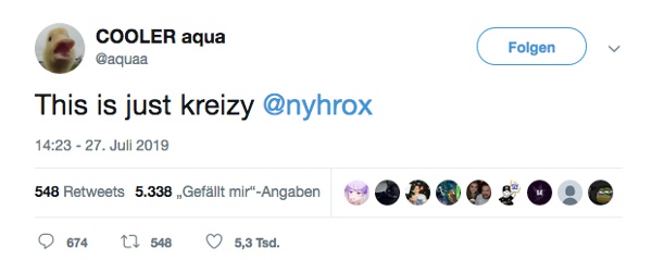 Tweet Aqua Fortnite