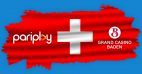 Schweizer Flagge, Pariplay Logo, Casino Baden Logo