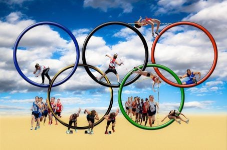 Olympische Ringe, Sportler, Wolken