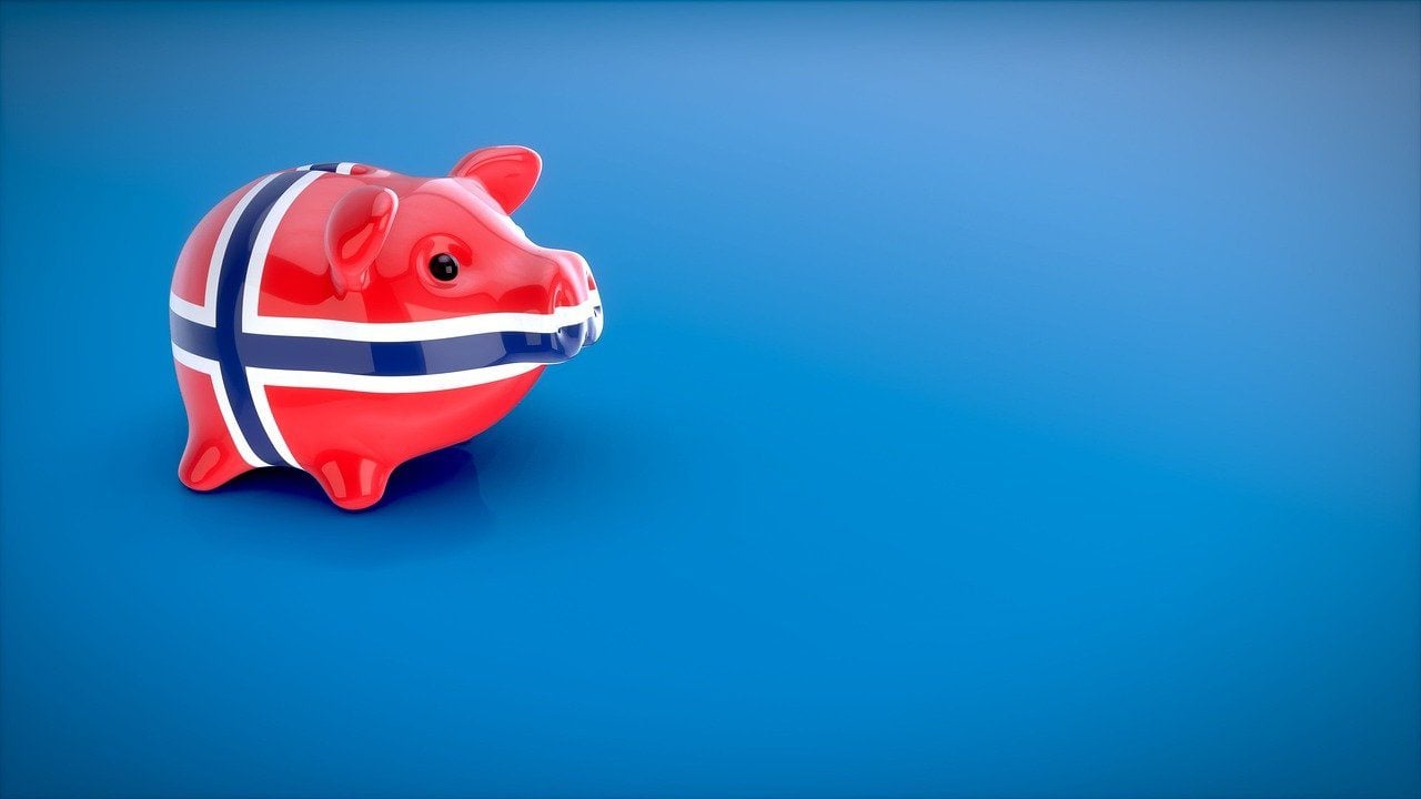 Sparschwein mit Norwegen-Flagge