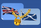 Flaggen England und Schottland, Schloss mit Kette