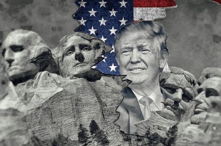 USA Flagge, Donald Trump, Mount Rushmore National Memoria