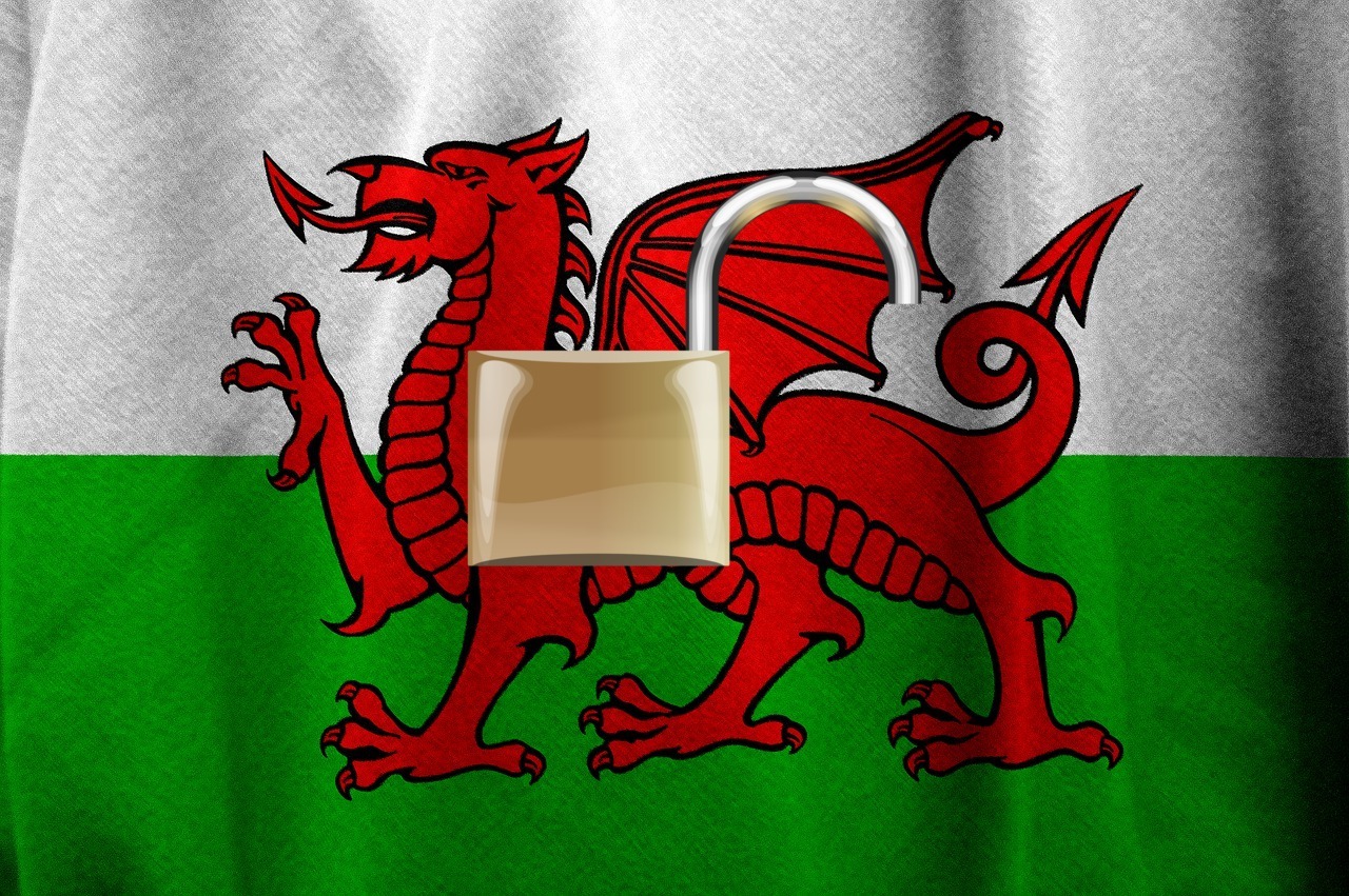 Wales Flagge, Schloss