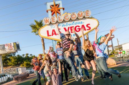 Las Vegas Welcome Sign, Menschen, Party, Freude