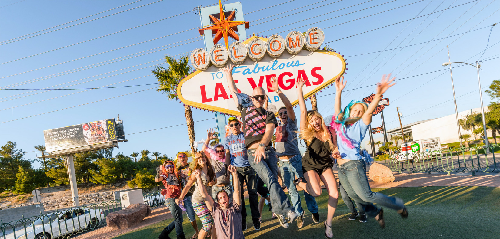 Las Vegas Welcome Sign, Menschen, Party, Freude