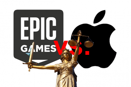 Apple Logo, Epic Games Logo, Justizia