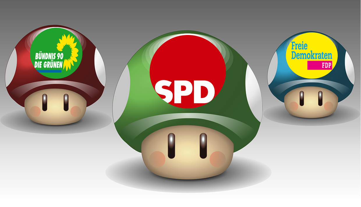 drei Pilze, Partei-Logos