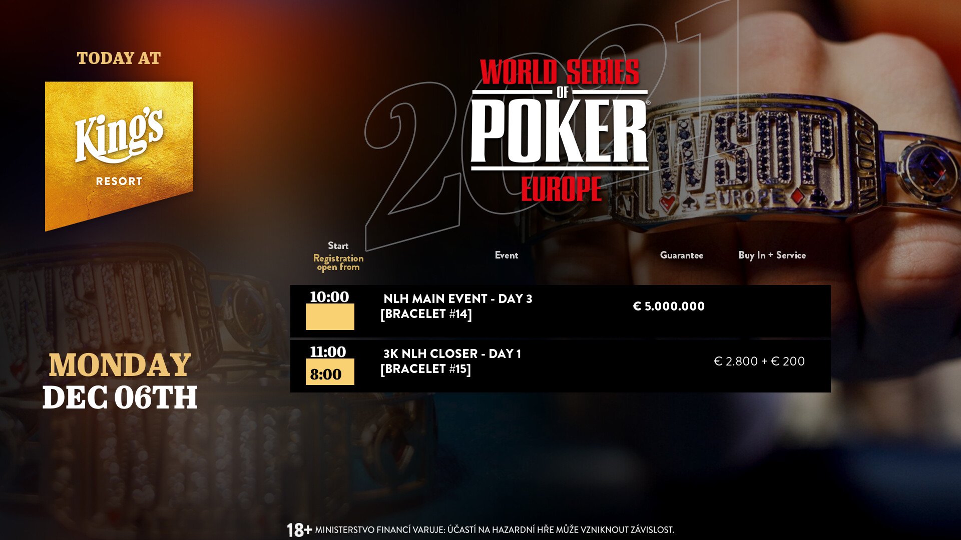 King´s Resort, Bracelet, WSOP Europe Logo