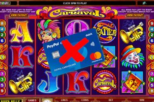 Online Casinospiel PayPal-Karte mit rotem Kreuz
